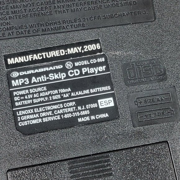 Duraband MP3 Anti-Skip CF Player Model CD-968 Compact Disc Digital Audio Vintage - Picture 9 of 9